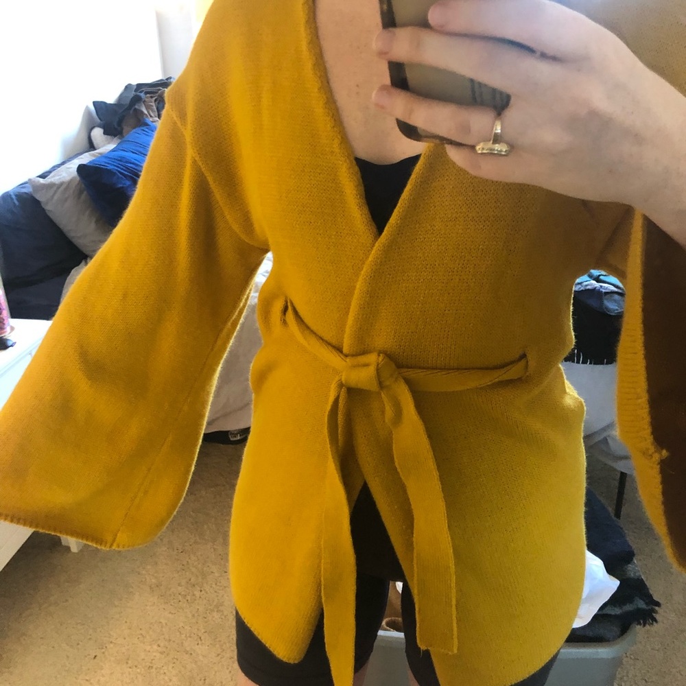 Mustard Yellow Wrap Sweater